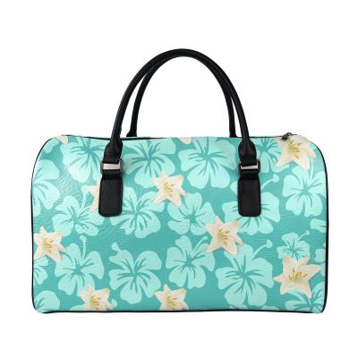 China Fashion American Samoa Flower Style Tropical Duffle Bag Weekender Designer Carry On Duffle Travel Bags For Ladies Overnight Shoulder Bag for sale