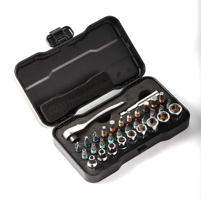 China Durable+Portable+Comfortable Handle Mini Carbon Steel Material Ratcheting Screwdriver Bits and Socket Set for sale