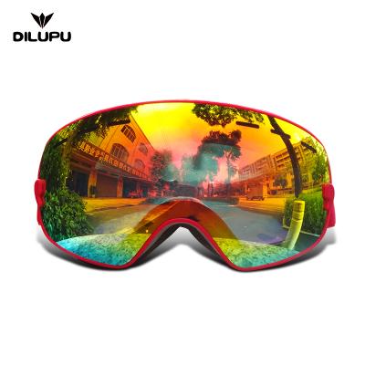 China Double Cylinder Reinforced 3 Layer Sponge Lens Snow Sports Partner Ski Goggles Snowboard Goggles Red Color for sale