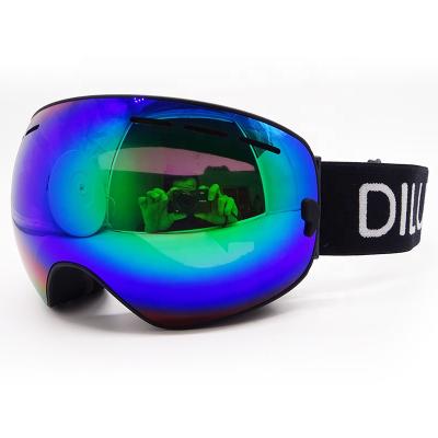 China Black Spherical View New Product Fashion Lense Coating Ski Wear Plated Blue Ski google Ski Glasses for sale