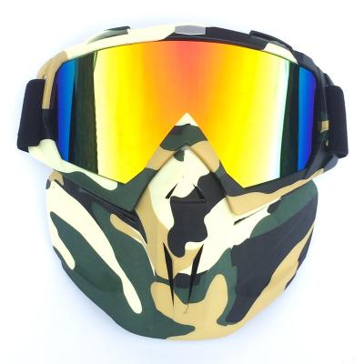 China Camouflage UV Proof Lens Yellow Harley Retro Mask Goggles Cross Country Helmet Plating Goggles for sale