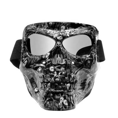 China Watertransfer Skull UV Proof Mask With Plated Lenses Mounting Goggle Mask for sale