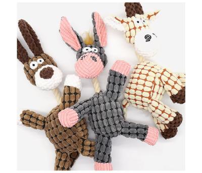 China High Quality Stocked Pet Toy For Dogs Ready Stock Hotsale Plush Donkey Chew Toy With Rope Stuffed Dog Squeaky Toy for sale