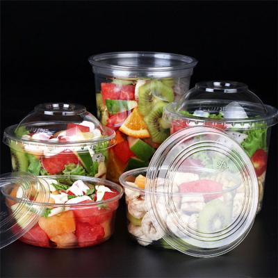 China Disposable Clear Disposable Cooked Food Bowl Container Food Box Packaging Plastic Salad Fruit Cup for sale