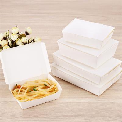 China Fast Food Disposable Biodegradable Take Away White Paper Tray Card Box Biodegradable Takeout Food Container for sale