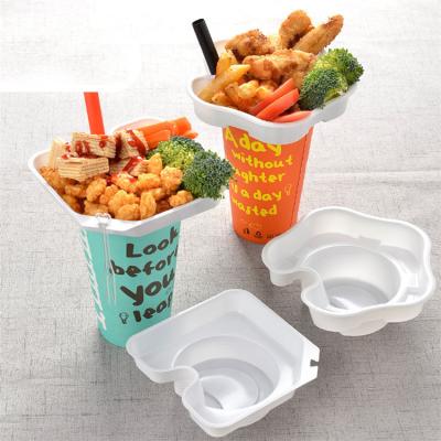 China Creative Disposable Steak Bowl Cup Holder Fried Food Tray Beverage Takeaway Tools for sale