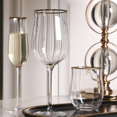 China Lead Free Gold Rim Wine Viable Handmade Crystal Glass Cocktail Glass Drinkware for sale