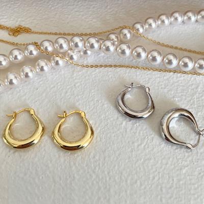 China INS Style Women Jewelry Earrings Hypoallergenic 925 Gold Sterling Silver 18k Gold Plated U-shape Circle Earrings for sale