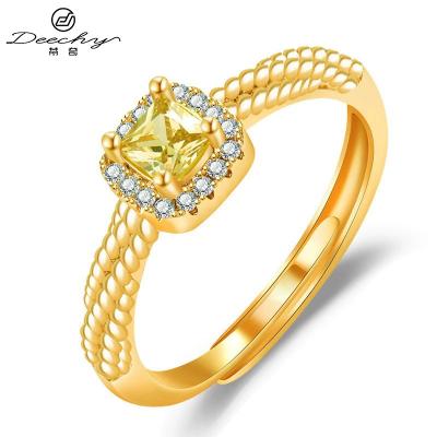 China TRENDY Gold Plated Cubic Zircon Rings Can Adjustable Open Shining Stone Sterling Silver Zircon 925 Jewelry Cubic Zircon Rings for sale