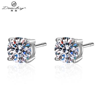 China Factory direct supply s925 sterling silver women's four-claw earrings fine jewelry 1.6CT round earrings Moissanite stud earrings for sale