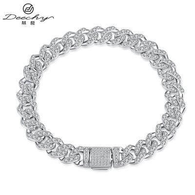 China TRENDY In Current Custom Hit 925 Mens Hip Hop Silver Moissanite Cuban Link Chain Bracelet VVS Diamond Cuban Bracelet For Women for sale