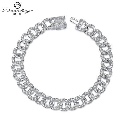 China Hiphop iced out diamond cross tester hip hop vvs moissanite jewelry cuban bracelet for men women cuban link chain couples bracelet for sale