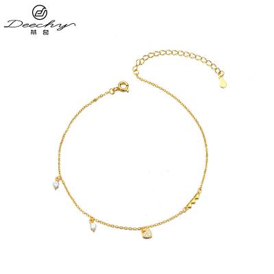 China FASHIONABLE hot sale fashion heart jewelry anklet S925 gold love heart zircon anklet zircon jewelry sterling silver anklet for women girls gift for sale