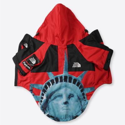 China Stocked American Flag Tide Brand Wind proof and Rain proof New Style Dog Large Dog Raincoat Dog Pet Rushsuit for sale