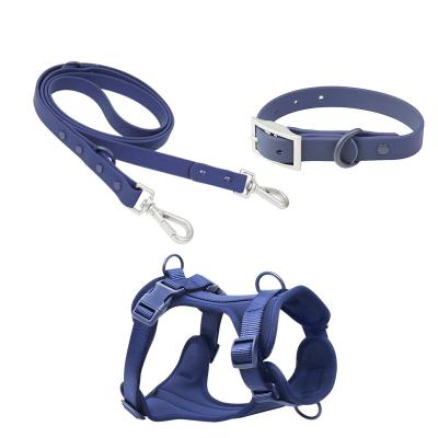 China Quick Release Wholesale  PVC Soft PVC Hunting Dog Collar Custom Logo Waterproof Leash Dog Collar And Leash Harness Set for sale