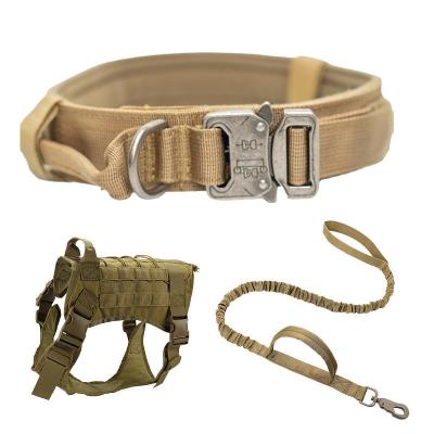 China Quick Release Hot sale 3 kits Dog Vest Collar Leash Large Training Hiking Adjustable Tactical Dog Collars Leash Set for sale