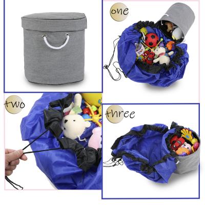 China Minimalist 2-in-1 Toy Mat and Storage Bag Durable Floor Toys Basket and Game Mat Organizer Storage Bag Logo for sale