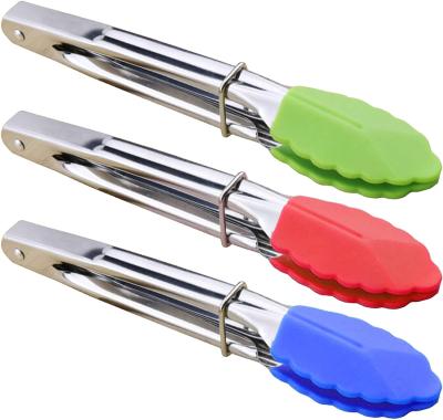 China Mini Tongs With Non Stick Viable Multifunctional Silicone Tips 7inch Food Tongs For Cooking Barbecue Grilling BBQ And for sale