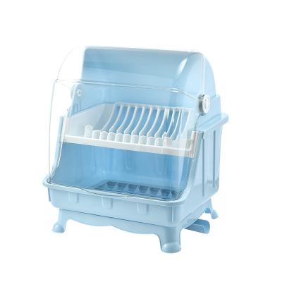 China Sustainable Dish Drying Rack Kitchen Dish Rack With Dust Cover Plastic Dish Rack High Quality Both Layers for sale