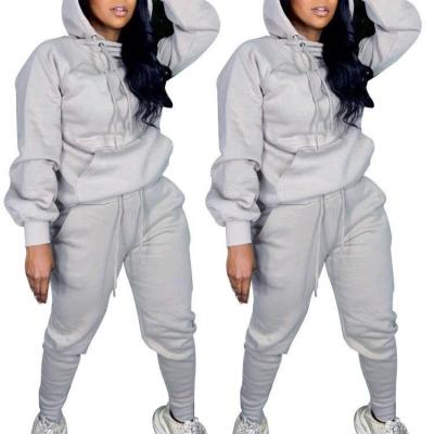 China 2020 Latest Design Custom High Quality Plus Size Breathable 2 Piece Set Women Clothing Solid Color Hoodies Suit Plus Size Sports Suit for sale