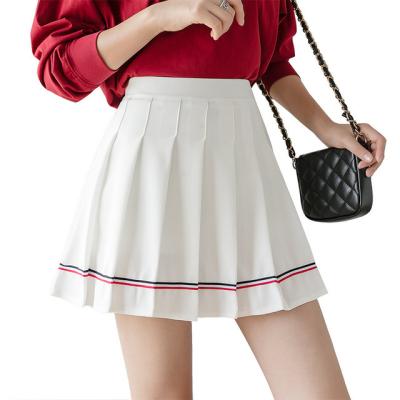 China New Arrivals Plus Size 2021 Fashion High Waist Color Striped Mini Skirts Low Price Women Pleated Pleated Skirt Short Girls Pleated Skirt for sale