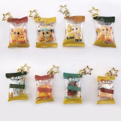 China Souvenir Anime Candy Shaped Cartoon Key Chain Charm Puffy Key Chain Pendant Candy Cute Candy Bag Keychains for sale