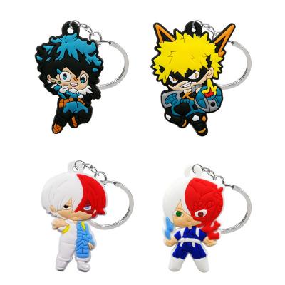 China Souvenir Rubber Key Holder My Hero Academia Key Chain Cartoon Key Ring Fit Boy Schoolbag Men Keys Pendants Wholesale Custom Car Keychains for sale