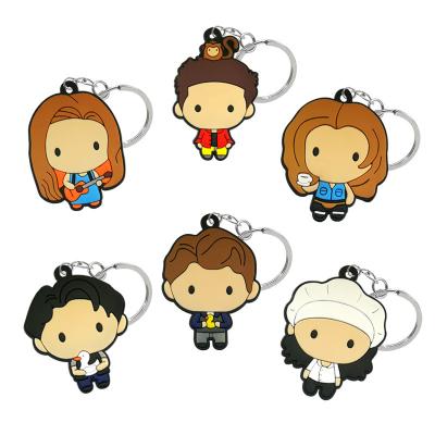 China Souvenir Friends Cartoon Figure Key Ring Trend Movies Character Key Holder Rubber Key Chain Charms for sale