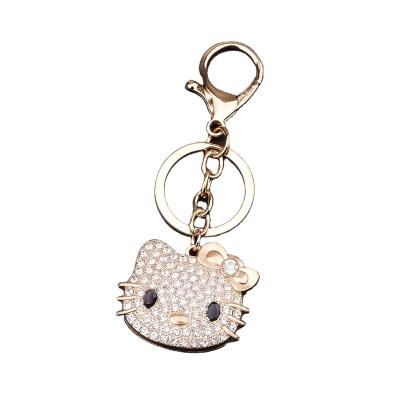 China New Hello Kitty Rhinestone Cat Head Full Drill Decoration Fashion Bag Cute Trinket Key Chain Key Chain for sale