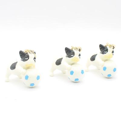 China Wholesale New Cartoon Creative Football Dog Souvenir Gifts PVC Dog Home Decor Hanging Key Chain for sale