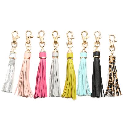 China Popular Fasion 15cm PU Leather Bbag Tassel Key Chain Accessories Lobster Key Chain Pendant Accessories for sale