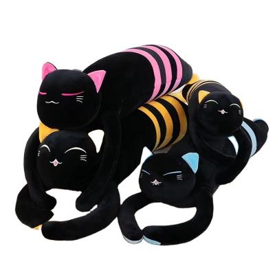 China Soft Long Cat Pillow Plush Kawaii Plush Body Pillow Cute Long Black Cat Pillow Stuffed Animals Toys for sale