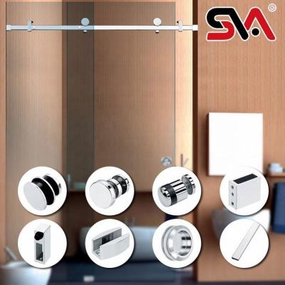 China Quiet Operation Modern Frameless Glass Shower Door System 304 Stainless Steel Hardware Tempered Glass Door Fittings for sale