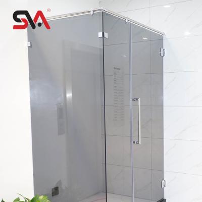 China Easy To Install And Durable 1 Panel Hinge Swing 316 Stainless Steel Custom Frameless 90 Degree Brass Shower Door With Coverplate for sale