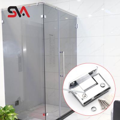 China Easy to install and large wall pivot durable black coating shower 90 degree zinc flange glass door hinges bathroom aluminum brass shower for sale