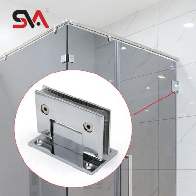 China Easy To Install And Durable Made Of China Bathroom Accessories Sale Brass Hardware Polished 90 Degree Double Side Shower Glass Door Hinge for sale