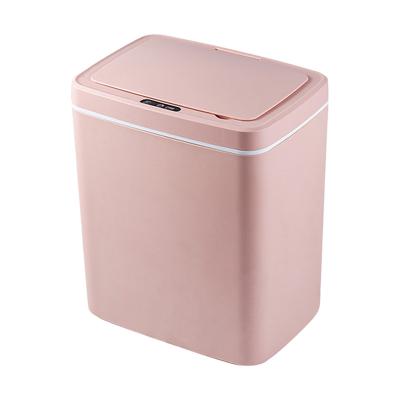 China Sustainable Modern Nordic Portable Mini Bathroom Kitchen Plastic Automatic Trash Bin 14L With Lid for sale