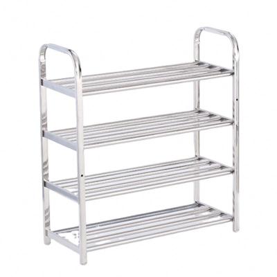 China (Other)Wholesale Adjustable Stylish Design Fit For Different Room Decoration Boutique Modern Living Portable Stainless Steel Vertical Shoe Rack for sale