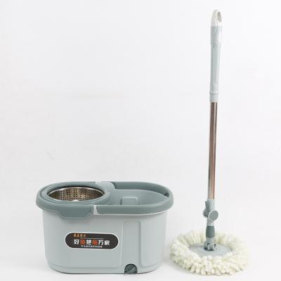 China Sustainable Spin Mop And Bucket System With 4 Mop Pads 5L Stainless Steel Bucket Mod For Home Floor Cleaning for sale