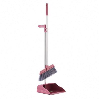 China Good Quality Home Materials Household Vertical Handle Long Holding Easy Clean Easy To Sweep Broom And Dustpan Set for sale