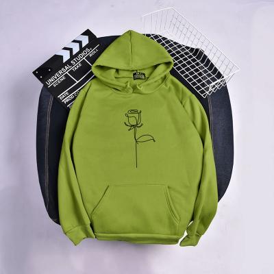 China Anti-pilling 2022 Rose Simple Printed Hoodie With Line Hoodie For Lovers for sale