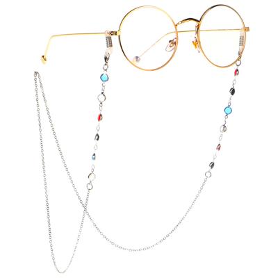 China Fashion Handmade Glass Crystal Beads Colorful Copper + Crystal Glass Accessories Chain Beaded Gold Sunglasses Chain Rope for sale