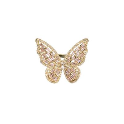 China TRENDY Butterfly Zirconia Fashion Women Adjustable Rings For Ladies Jewelry Silver Color Rhinestone Butterfly Ring Open Ring for sale