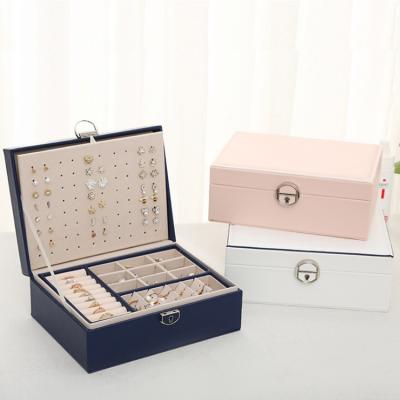 China Morden Simple Large Capacity Multilayer Jewelry Box With Lock Earrings Necklace Ring Jewelry Box Display Jewelry Storage Box Wholesale for sale