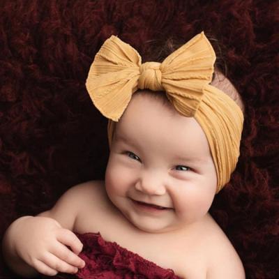 China Baby Bowknot Elastic Soft Nylon Bows Headband Kids Hair Accessories Soft European American Infant Girl Headwear for sale