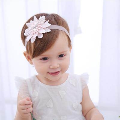 China Wholesale Soft White Lace Flower Hair Band Babies Stretch Headband Children's Soft Cute Cheap Hair Band Kids Hair Accessory for sale