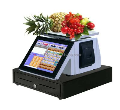 China Hot Selling Electronic Fruit Shop Scale With Touch Screen Cash Register And POS System Software Included for sale