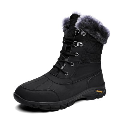 China Fashion Trend Men's Winter Snow Boots Warm Ankle Boots Faux Fur Striped Outdoor Walking Boots for sale