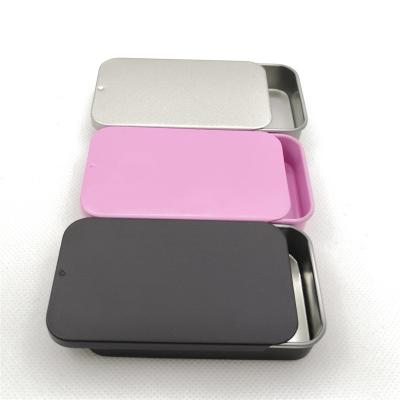 China Eco-friendly Pink Tin Box Candy Box Brow Brush Sliding Packing Box 80x50x15mm Tin Box With Sliding Lid for sale