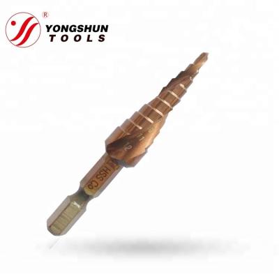 China Drilling Holes Sprial Spline HSS Co M35 Step Drill Bits Round Or Hex Shank For Metal Drilling High Cost Effective for sale